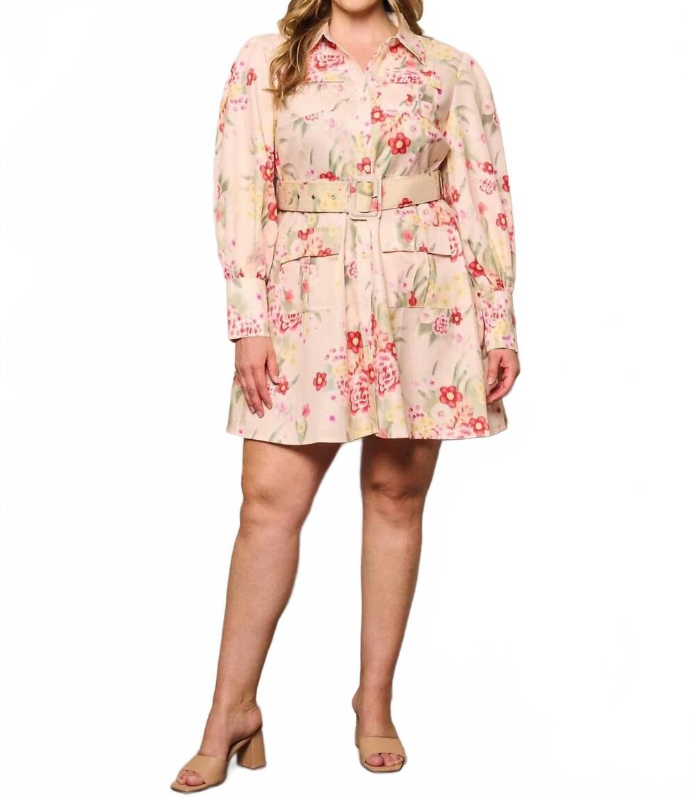 NEW WHOLESALE FASHION TRENDS the arden floral mini dress in beige